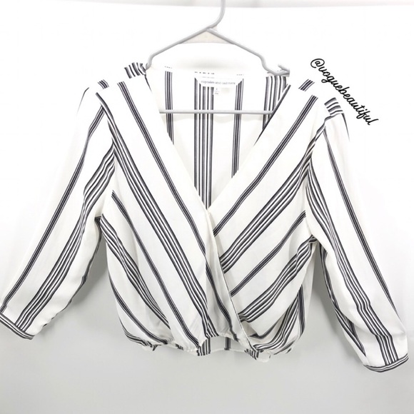 cupcakes & cashmere Tops - Cupcakes & Cashmere Crossover Striped Blouse
